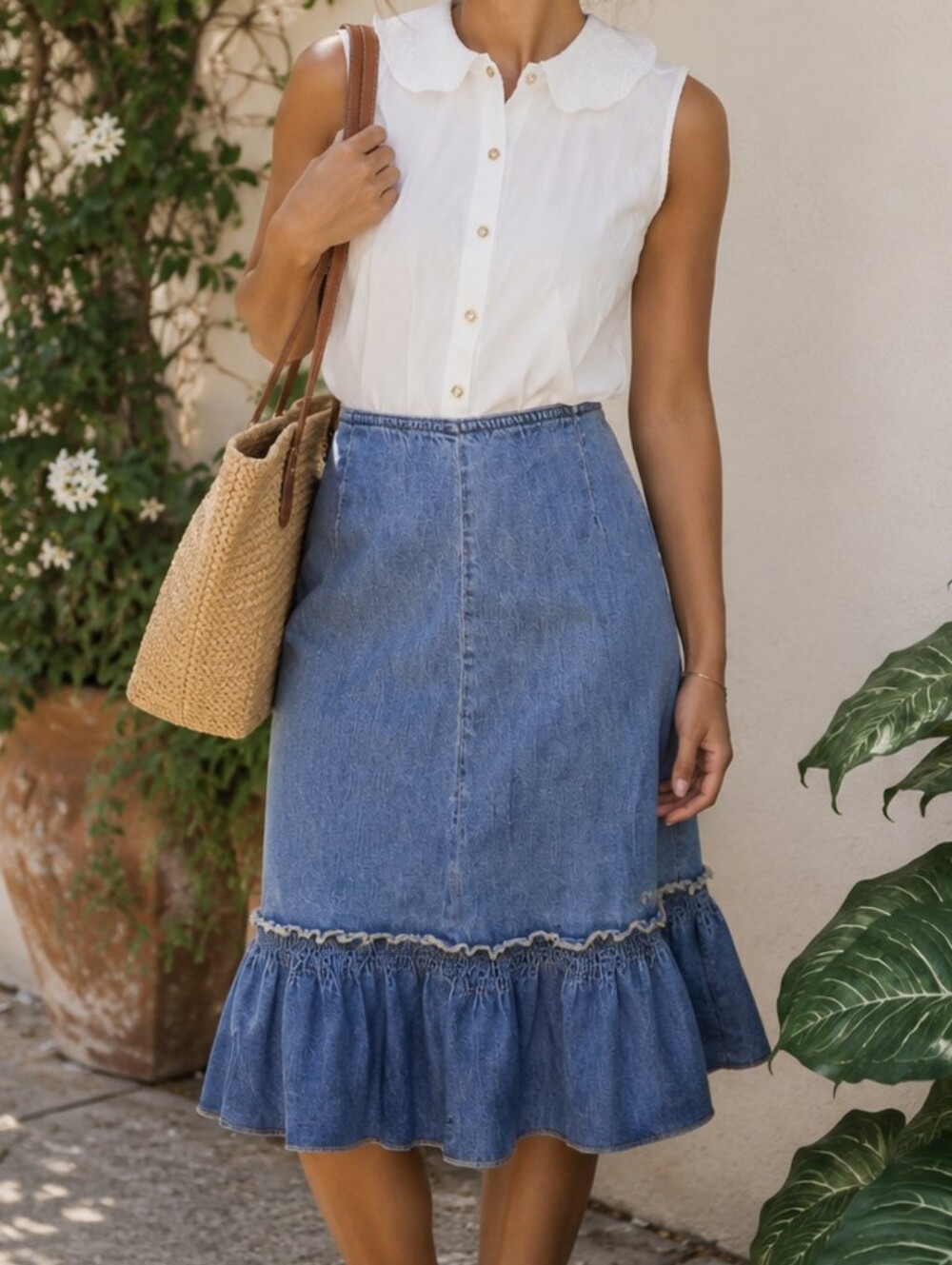 V I N T A G E:: Faded Glory Denim Midi Skirt